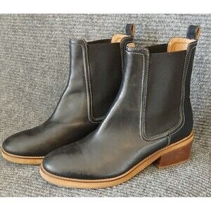 Joie Leather Boots Chelsea JJ Black Slip-On Ankle Womens Size 10